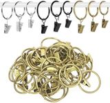 Rustark 40Pcs Bronze Curtain Rings with Clips, 1.5" (35mm) Interior Diameter Curtain Drapery Clip Rings Shower Curtain Clips Curtain Rod Hanging Clips for Window Bathroom Home