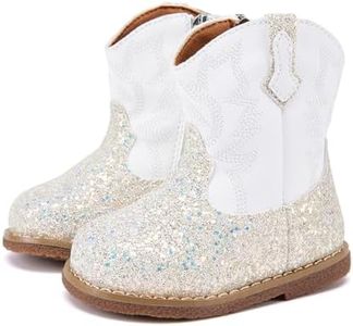 BMCiTYBM Toddler Cowboy Cowgirl Boots Western Shoes White 7 Toddler