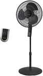 Lasko S16612 Oscillating 16″ Adjustable Pedestal Stand Fan with Timer, Thermostat and Remote for Indoor, Bedroom, Living Room, Home Office & College Dorm Use, 16 Inch, Black 16612