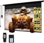 Kayle 120" Motorized Projector Screen Electric Diagonal Automatic Projection 4:3 HD Movies Screen for Home Theater Presentation Education Outdoor Indoor W/Remote Control and Wall/Ceiling Mount (Black)