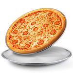 13.5 Inch Pizza Pan Set of 2, E-far Stainless Steel Pizza Pie Pan Tray Platter, Healthy Metal Pizza Baking Cooking Pan for Oven, Dishwasher Safe