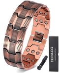 Feraco Copper Bracelet for Men, 3X Ultra Strength Magnetic Bracelets, 99.99% Pure Copper with 3500 Gauss Neodymium Magnets, Adjustable, 9.06 inches, Metal, no gemstone