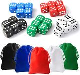 25 Pieces Dice Set 6 Sided 5 Colours Spot Dice with Bags for Tenzi, Farkle, Yahtzee, Bunco or Teaching Math Dice Games