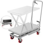 BestEquip Hydraulic Scissor 500LBS Capacity, Cart Lift Table Cart 28.5-Inch Lifting Height, Manual Scissor Lift Table w/ 4 Wheels and Foot Pump, Elevating Hydraulic Cart for Material Handling, in Grey