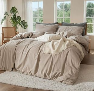 OURJOY 100% Pure Linen Blend Sheets Set, Natural Flax Beddings Soft, Breathable and Durable for Hot Sleepers,Comfortable for All Seasons,Anti-Tear Linen Bed Sheets,18 Inch Deep Pocket - 4 Piece