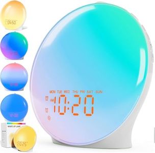 HEYITOP Upgraded Sunrise Alarm Clock Wake Up Light,Alarm Clock for Kids Adults,Bedroom,Heavy Sleepers,FM Radio and 7 Sounds Night Light Alarm Clock,Dual Alarms,Ideal for Gift