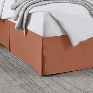 Nestl Bedding Pleated Bed Skirt - Luxury Microfiber Dust Ruffle, 14" Tailored Drop, Full XL, Rust Orange