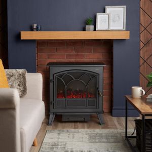 VonHaus Electric Stove Heater – Black Freestanding Fireplace