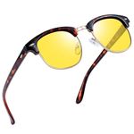 Joopin Night Driving Glasses for Women Men, Semi Rimless Night Vision Glasses Anti Glare UV400 (Yellow Lens/Leopard Frame)