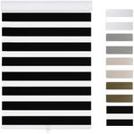 YOOFEN Horizontal Window Blinds Dual Layer Zebra Roller Shades for Windows Cordless Day Night Blinds Custom That Can Be Upgraded to Motorized Light Filtering Sheer Shades for Home.Black,Any Size