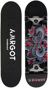 Amrgot Skateboards for Beginners,31 * 8 inches Complete Skateboards for Kids,Boys,Girls and Adults,7 Layer Maple Wood,Double Kick Deck Concave Standard and Tricks Skateboard (Dragon)