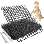 YAYODS 12PCS Cat Scat Mat With Spikes, 30x40CM Anti Cat Spikes Mats, Plastic Cat Deterrent Spikes for Garden Fence Outdoor, Pet Deterrent Spikes Mat for Dogs Foxes Cats with 12 U-shaped Pegs, Black