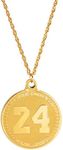 American Coin Treasures Forever 24KT Gold Plated 2 sided Medallion Memorial Necklace | Rope 24" Goldtone Chain | Basketball Tribute to Number 8, 24 Jersey | 1978-2020 G.O.A.T