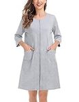 SWOMOG Women's 3/4 Sleeve Robes Zip