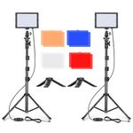 Emart Led Photography Lighting, Dimmable 5600k Photo Studio Lights with 51in Adjustable Stand Color Filter, Portable Photoshoot Fill Key Light Video Lighting for Video Recording Streaming Filming