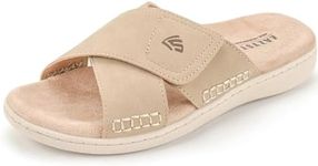 LazyStep Women's Orthotic Slide Sandals with Arch Support & Adjustable Straps, Beige, 7