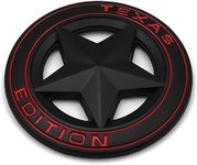 AutoBizarre 3D Raised Matte Black Round Star Texas Edition Metal Monogram Emblem Badge Sticker for All Cars & Bikes