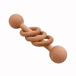 Beech Wood Rattle Teethers Chew Wood Beads Rattling Teething Montessori Toys Wooden Rings Teethers (1pcs)