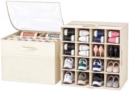 Shoe Organizer for Closet, Foldable Shoe Storage with Adjustable Dividers