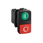 Schneider Electric Harmony XB5 - ON/OFF Push Button Switch, Plastic, Green Flush Marked I, Red Projecting Marked O, 1NO + 1NC, 22mm Mount, XB5AL73415