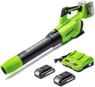 Greenworks 48V(2x24V) Cordless Axial Leaf Blower with Brushless Motor, Turbo Function, 217km/h, 16.4m³/min, PLUS Two of 24V 2Ah Batteries & Charger, 3 Year Guarantee GD24X2ABK2X