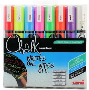 UNI Posca Set PC-5M Chalk Tiza Borrable - Pack de 8 rotuladores