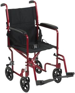 Drive Medical ATC19-RD Lightweight Aluminum Transport Wheelchair with Swing-Away Footrest, Red