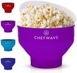 Chefwave Silicone Popcorn Popper (Purple) - Reusable, Collapsible Microwave Popcorn Bowl - Dishwasher Safe