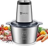 Mini Chopper Electric Food Processor with 2 Litre Stainless Steel Bowl, 2 Speeds, 4 Bi-Level Blades,500W, Silver