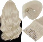 Sunny Hair Clip in Hair Extensions Human Hair Blonde Clip in Human Hair Extensions Platinum Blonde Thick Clip in Hair Extensions Blonde 18inch Human Hair Extensions