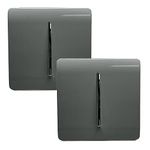 Trendi 1 Gang 2 Way Artistic Modern Glossy 10 Amp Rocker Tactile Light Switch Charcoal (2 Pack)