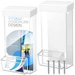 2 Pieces Outdoor Brochure Holder with Business Card Holder 4 x 9 Inches Waterproof Wall Mount Literature Box with White Lid Pamphlet Holder Acrylic Brochure Holder Wall Mount for Pamphlet Map Menu