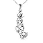 ONEFINITY Sterling Silver Cat Necklace Celtic Knot Viking Jewelry Crazy Cat Lady Gifts for Cat Lover for Women Her, Metal, Cubic Zirconia