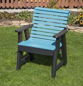 ECOMMERSIFY INC Aruba Blue-Poly Lumber ROLL Back Poly Resin 2 FEET Patio Garden Chair Heavy Duty Everlasting PolyTuf HDPE - Made in USA - Amish Crafted