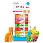 7pk Lip Balm Set | Flavoured Lip Balms with Beeswax and Vitamin E | Moisturising Lip Balm Multipack | Protect & Hydrate Beeswax Lip Balm Stick | Lip Balms | Lipbalm | Lip Moisturiser | Girls Lip Balm