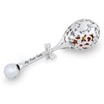 AMBEDORA Rattle for Boy or Girl, Polished Sterling Silver, Silver Stork Rattle with Engraving, Birthday Gift