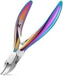 BEZOX Toenail Clippers, Long Handle Fingernail Clippers Curved Blade Toe Nail Clipper - Surgical Grade Stainless Steel - W/Leather Storage Case (Rainbow)