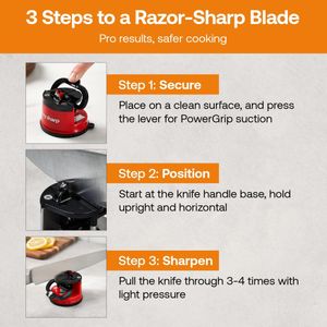 AnySharp Knife Sharpener – Red, Universal Blade Sharpening