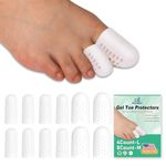 Gel Toe Caps, Silicone Toe Protectors Infused with Aloe Vera Extract, Breathable Toe Covers for Blisters, Corns, Hammer Toes, Toenails Loss (4pcs Large + 8pcs Medium)