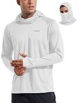 BALEAF UV Shirt Men's Rash Guard Sun Protection Shirt Long Sleeve UPF 50+ Hoodie Lightweight with Thumb Hole for Running Surfing Outdoor Fishing, White, XXL