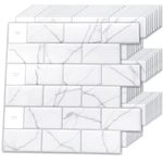 Art3d 10-Sheet Peel and Stick Backsplash, 12 in. x 12 in. Subway Tiles in Marble Design