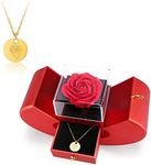 Wonfame Gifts for Women, Artificial Flowers Rose Jewellery Box Gifts for Mum Girlfriend with 18K Gold-Plated Delicate Necklace for Valentine's Day Women's Day Mother's Day Birthday Christmas