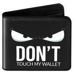 Qerrassa Wallet for Boys Mens Bi-Fold Leather Wallets with Zip Coin Pocket, RFID Blocking Slim Purse Cartoon Kawaii Cool Credit Card Holder Thin Coin Purses for Teens Girls Kids, Don't Touch My Wallet