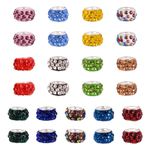 Pandahall 100pcs Glass Large Hole Beads Rhinestone European Beads Diamond Crystal Rondelle Beads European Charm fit Bracelet with Cores for DIY Pens Macrame Hair Braids Jewelry Making