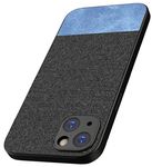 Kapa Soft Fabric & Leather Hybrid Protective Back Cover for Apple iPhone 15 | Shockproof Slim Hard Anti Slip Back Case (Black,Blue)