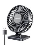 gaiatop USB Desk Fan, Small But Powerful, Portable Quiet 3 Speeds Wind Desktop Personal Fan, Adjustment Mini Fan Table Fan for Better Cooling, Home Office Car Indoor Outdoor Black