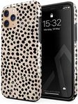 BURGA Phone Case Compatible with iPhone 11 PRO MAX - Hybrid 2-Layer Hard Shell + Silicone Protective Case -Black Polka Dots Pattern Nude Almond Latte - Scratch-Resistant Shockproof Cover