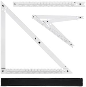 Meticuloso Folding Triangle Ruler 23.4inchs, Aluminum Framing Square Carpentry Squares Construction Framing Tool Collapsible Square Right Angle Ruler
