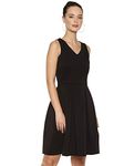 AARA Women's Polyester Ball Gown Knee Length Dress (201605181A_Black_S)