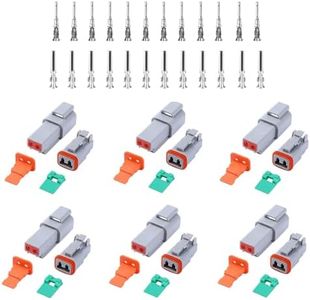 MAEZOE 2 Pin Deutsch DT Connector Kits, 6 Sets 2 Pin Waterproof Connector with Size 16 Solid Contacts, Electrical Wire Connector for Truck, Off-Road Vehicles, Marine, Motorcycle Wiring